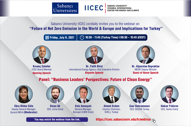 IICEC Webinar: &#039;&#039;Future of Net Zero Emission in the World &amp; Europe and Implications for Turkey&#039;&#039;