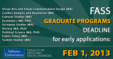 Early applications to Graduate School of Social Sciences for Fall 2013
