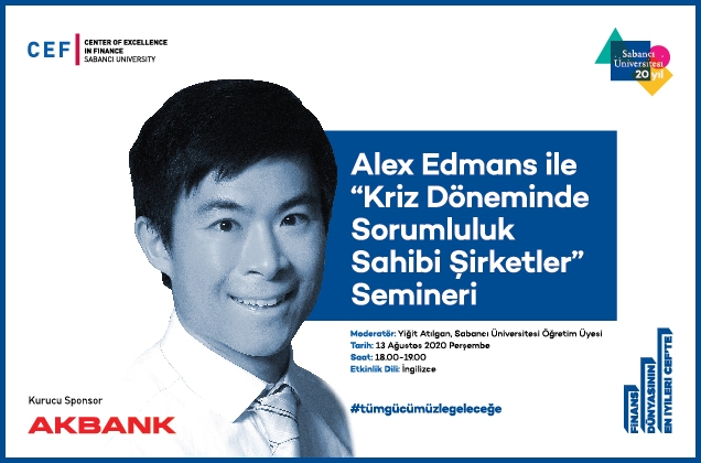 Ödüllü Profesör Alex Edmans CEF online seminer serisine konuk oluyor