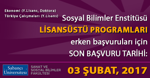 SBE Lisansüstü Programları 2017 - 2018 Güz Dönemi Erken Başvuruları