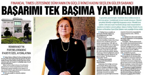 Financial Times Listesinde Dünyanın En Güçlü İkinci Kadını Seçilen Sabancı Üniversitesi Mütevelli Heyeti Başkanı Güler Sabancı: