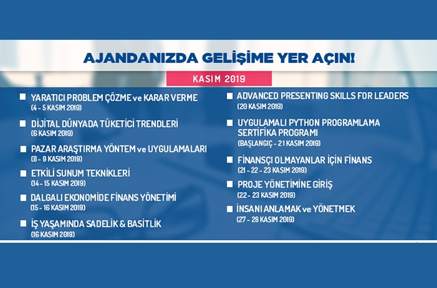 EDU Kasım Ayında Zengin Bir Eğitim Programı Sunuyor