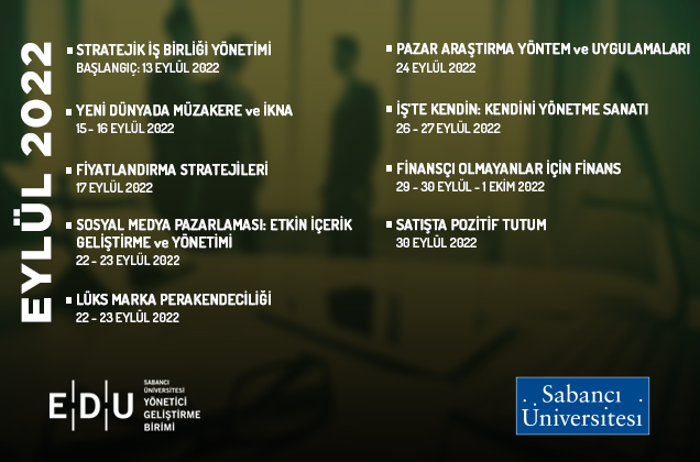 EDU Eylül Ayı Bireysel Eğitimlerini Duyurdu