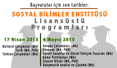 SABANCI ÜNİVERSİTESİ SOSYAL BİLİMLER ENSTİTÜSÜ (SBE) LİSANSÜSTÜ PROGRAMLARI 2015 - 2016 GÜZ DÖNEMİ BAŞVURULARI