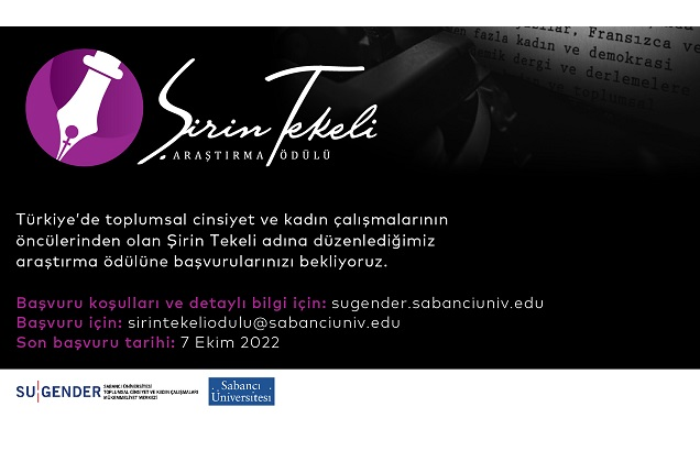 Şirin Tekeli Araştırma Ödülü 2022’de Son Başvuru Tarihi 7 Ekim