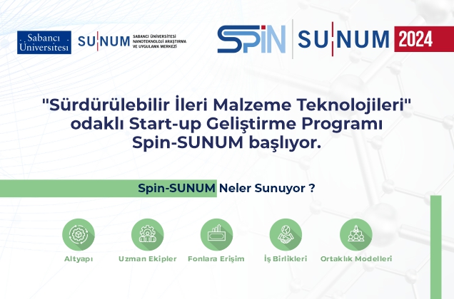“Sürdürülebilir İleri Malzeme Teknolojileri" odaklı Start-up Geliştirme Programı Spin-SUNUM başlıyor