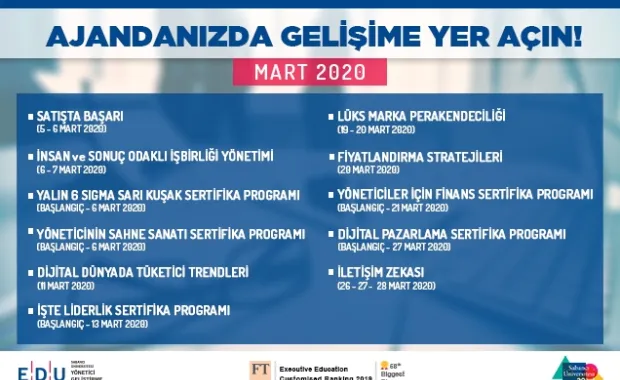 EDU Açık Eğitimler Mart ayı takvimi açıklandı