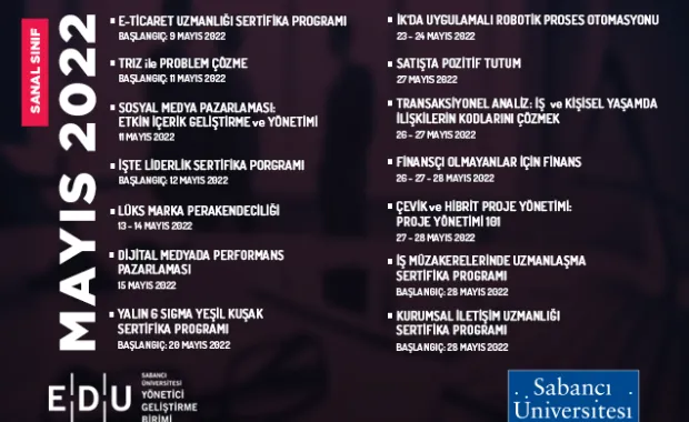 EDU Açık Eğitimler Mayıs Eğitimleri Kayıtları Başladı
