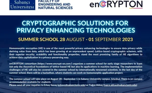 Sabancı Üniversitesi, “Gizliliği Artıran Teknolojiler için Kriptografik Çözümler” yaz okuluna ev sahipliği yapacak