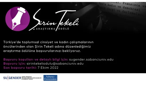 Şirin Tekeli Araştırma Ödülü 2022’de Son Başvuru Tarihi 7 Ekim