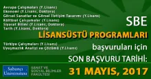SBE Lisansüstü Programları 2017 - 2018 Güz Dönemi Başvuruları