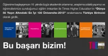 THE “Dünya 50 Yaşın Altındaki En İyi 100 Üniversite Sıralaması”nda Türkiye Birincisiyiz