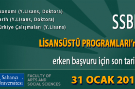 SABANCI ÜNİVERSİTESİ SANAT VE SOSYAL BİLİMLER FAKÜLTESİ (SSBF)  LİSANSÜSTÜ PROGRAMLARI 2014 - 2015 GÜZ DÖNEMİ ERKEN BAŞVURULARI Resmi